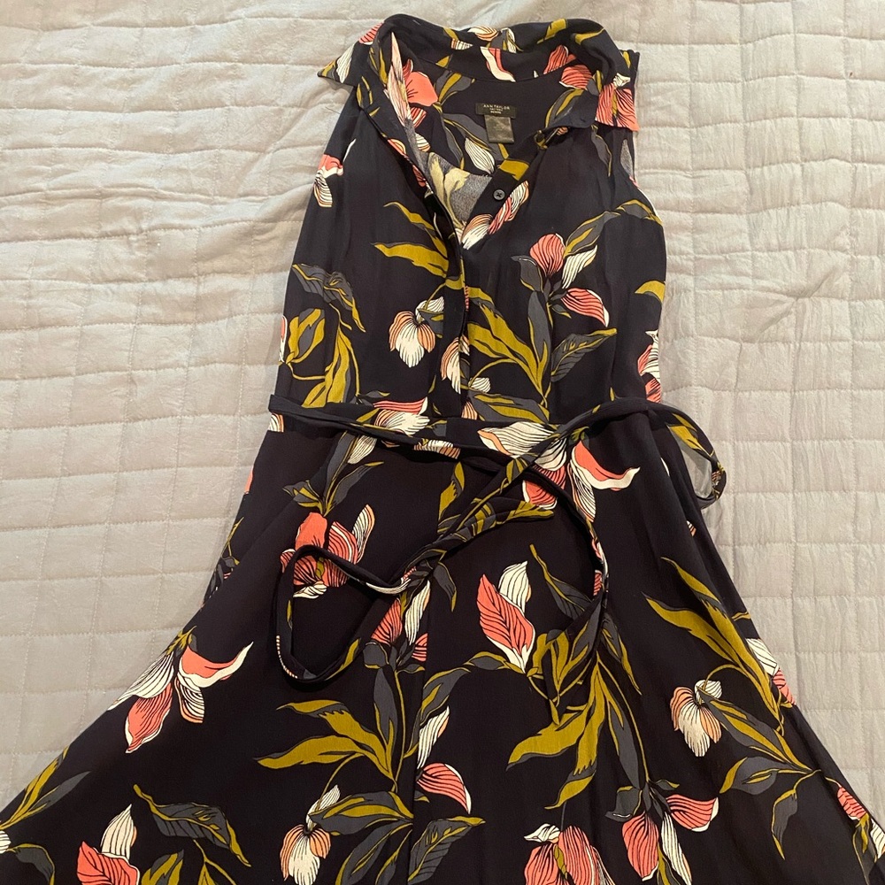 Ann Taylor, 2P, flowy dress, ties in middle